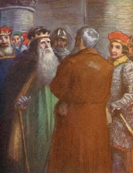 Ilustracja do opowieści o Guyu z Warwick (kolorowa litografia)