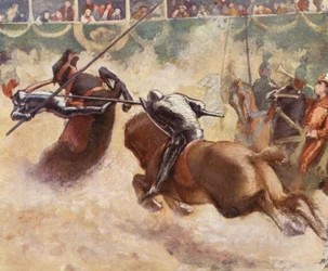 Ilustracja do opowieści o Guyu z Warwick (kolorowa litografia)