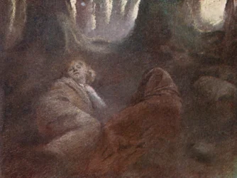 Ilustracja do opowieści o Guyu z Warwick (kolorowa litografia)