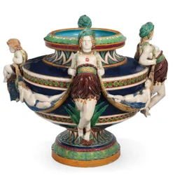 Duża żardiniera z majoliki Minton, ok. 1870 (ceramika)