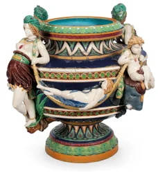 Duża żardiniera z majoliki Minton, ok. 1870 (ceramika)