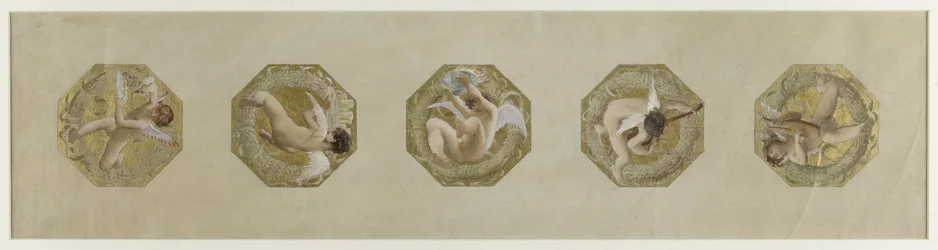 Szkic do Hôtel de Ville de Paris, Uroczyste schody: Génies portant des attributs de fête, ok. 1888 (olej na papierze)