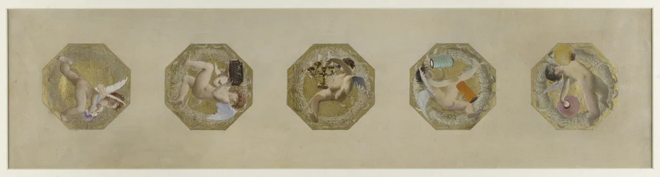 Szkic do Hôtel de Ville de Paris, Schody świąteczne: Génies portant des attributs de fête, débuten 1888 (olej na papierze)