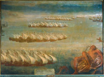 Bitwa morska pod Lepanto w 1571 r., w której flota cesarska pod dowództwem Don Juana d