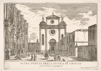 Ilustracja 38: Widok fasady kościoła św. Rocha i po lewej fasady Szkoły, 1703.