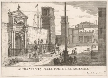 Ilustracja 63: Widok bramy kompleksu stoczniowo-zbrojowniowego Arsenale, Wenecja, 1703, fr..., 1703.