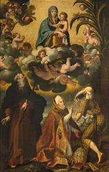 Ołtarz św. Antoniego, Madonny z Dzieciątkiem ze świętymi Antoniego Opata Pawła Pustelnika i papieża Grzegorza XIV, Łukasza Cattapane 1593