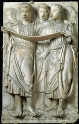 La cantoria czyli dzieci śpiewające w chórze - Płaskorzeźba z marmuru, Luca della Robbia (ok.1400-1482), Quattrocento