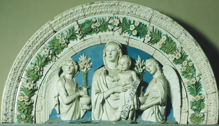 Мадонна ба Хүүхэд, Лука делла Роббиа (ойролцоогоор 1400-1482), паалантай шавар савны хүрээ