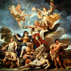 Alegoria fortecy, Luca Giordano, olej na płótnie
