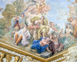 Roztropność, fragment cyklu fresków w Sali Lustrzanej Luca Giordano (1634-1705), fresk, Palazzo Medici Riccardi, Florencja