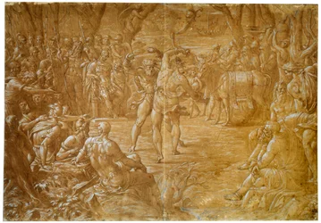 Walka między Entellusem z Sycylii i Dares of Troy, c1544