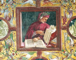 Włochy, region Umbria, Orvieto, katedra, kaplica Madonna di San Brizio, portret Dantego Alighieri autorstwa Luki Signorellego, fresk