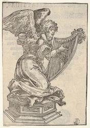 Srebrna statuetka Anioła grającego na harfie, z Wielkiej serii Relikwii Wittenberskiej..., 1509.
