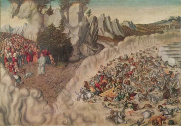 niemiecki: Zug der Israeliten durch das Rote Meer (Untergang des Pharao) Zastępy faraona pochłonięte przez Morze Czerwone
