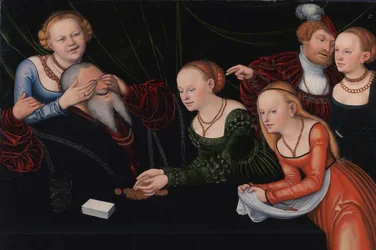 Stary człowiek uwiedziony przez kurtyzany, ok. 1537