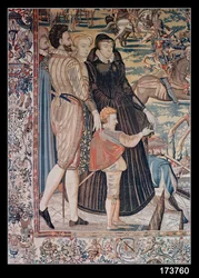 Turniej, wykonany przez warsztat brukselski, ok.1582-85 (tkanina) (detal)