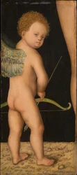 Amour - Amor, autorstwa Cranacha, Lucasa Starszego (1472-1553). Olej na drewnie, ok. 1530. Wymiar: 81x36 cm. Muzeum Historii Sztuki, Wiedeń