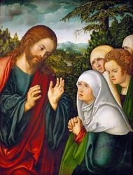 Les adieux du Christ a sa mere - pożegnanie Chrystusa ze świętymi niewiastami - Lucas Cranach, Starszy (1472-1553). Olej na drewnie, ok. 1520. Wymiar : 110x83,5 cm. Muzeum Historii Sztuki, Wiedeń