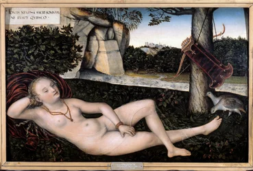 Nimfa u źródła lub „”Reszta Diane”” Obraz Lucasa Cranacha Starszego (1472-1553) Około 1537 r. Besancon, Muzeum Sztuk Pięknych