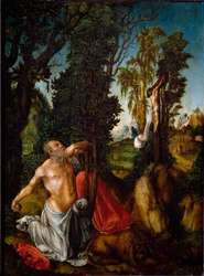 Święty Hieronim w obrazie pokutnym Lucasa Cranacha Starszego (1472-1553) 1502 nd. 55,5x41,5 cm Wiedeń, Kunsthistorisches Museum