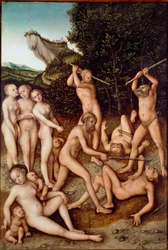 Srebrny wiek lub „”Skutki zazdrości”” Obraz Lucasa Cranacha Starszego (1472-1553) 1535 nd. 0,74x0,51 m Paryż, Musee du Louvre