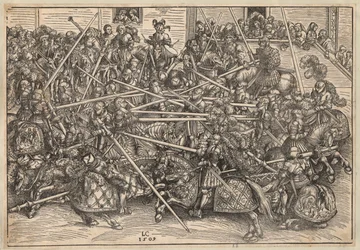 Tournoi - Turniej - Cranach, Lucas, Starszy (1472-1553) - 1509 - Drzeworyt - 29,5x42,5 - Kolekcja prywatna
