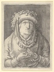 Stara kobieta z winogronami, ca. 1523.