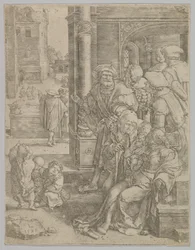 Poeta Virgil zawieszony w koszu, 1525.