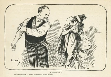 Ilustracja w Le Rire, 01.02.13 - W pracy - Medycyna, Prezydent Republiki, Konstytucja, Gwałt - Poincare Raymond - Zniekształcenia fizyczne (ryty)