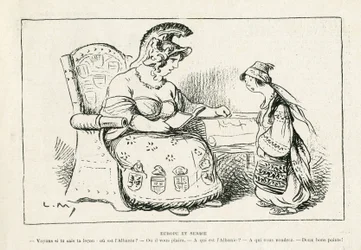 Ilustracja w Le Rire, 01.11.13 - Europa i Serbia - Wojna 14-18 (grawerowanie)