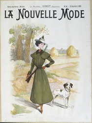 Kobieta w stroju myśliwskim z karabinem - w „Trybie La Nouvelle” z września 1898 r.