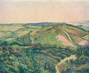 Widok ze wzgórza, staw rybny, ok. 1913 r.