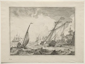 Statki podczas wichury, 1701.