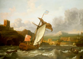 Angielski jacht płynący do Plymouth, koniec XVII wieku (olej na płótnie)