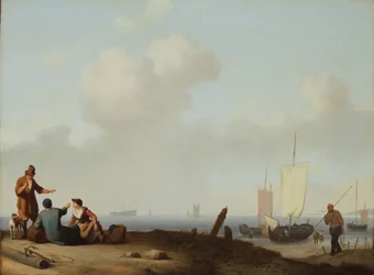Rybak i róże, ok. 1660-1700 (olej na płótnie położony na panelu)