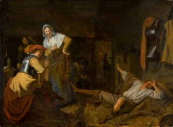 Żołnierze w Reveille, ok. 1650 (olej na panelu)