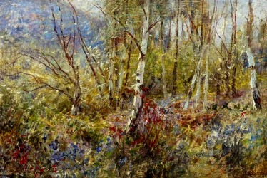 Las, Ludovico Cavaleri (1867-1942), olej na desce, 50x75 cm