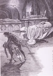 Piękna Julia z aniołami., ilustracja z Romea i Julii,