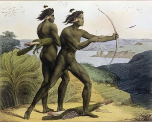 Polowanie w Zatoce San Francisco, z „Voyage Pittoresque Autour du Monde”, rytowane przez Jeana Augustina Franquelina (1798-1839) opublikowane w 1822 r.