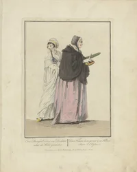 Matka i córka w drodze do kościoła żona i córka obywatela; chodzenie do kościoła / Une Femme burżuazja & sa Fille, allant à l
