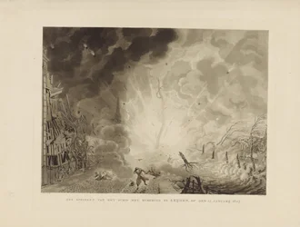 Katastrofa Lejdy, 1807 Skakanie ze statku z prochem w Leijden, 12 stycznia 1807 r. (tytuł na obiekcie)