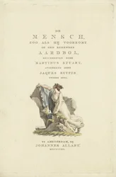 Kobieta przy kamieniu Strona tytułowa dla: M. Stuart, Człowiek jak się pojawia na znanym świecie, 1803