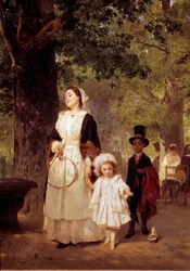 Spacer do Ogrodu Tuileries. Obraz Louisa Knausa (1829 - 1910)