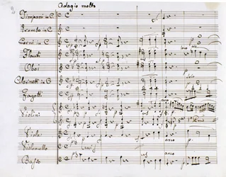 Strona nutowa Symfonii nr. 1 C-dur niemieckiego kompozytora Ludwiga van Beethovena (1770-1827) (1799-1800) Milan Biblioteca del Conservatorio
