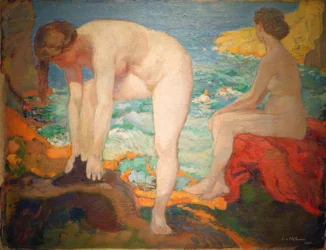 L. v. Hofmann, kąpiący się nad morzem.