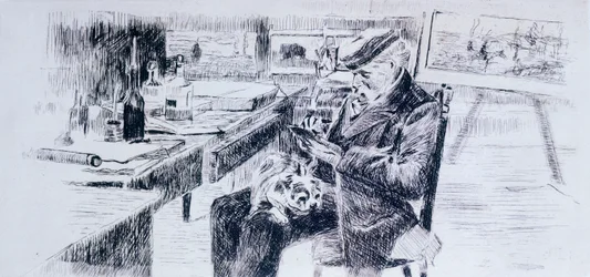 Portret malarza, Giovanni Fattori – Luigi Levi (1858-1860 - 1939), rysunek