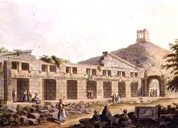Antyczny Spichlerz w Cacamo, płyta 3 z „Widoków w Imperium Osmańskim”, wyd. Robert Bowyer (1758-1834) 1803 (akwatinta)