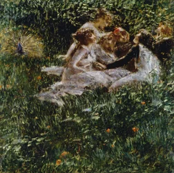 Alegoria wiosny, Luigi Conconi (1852-1917), olej na płótnie, 77x77 cm