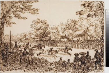 Wyścigi konne (prawdopodobnie święto San Giovanni a Florence) (Atrament, ok. 1825)